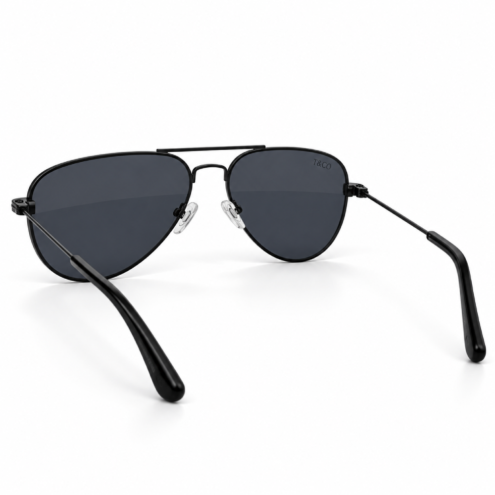 Aviador negro · montura metálica y lentes gris oscuro - Imagen 3
