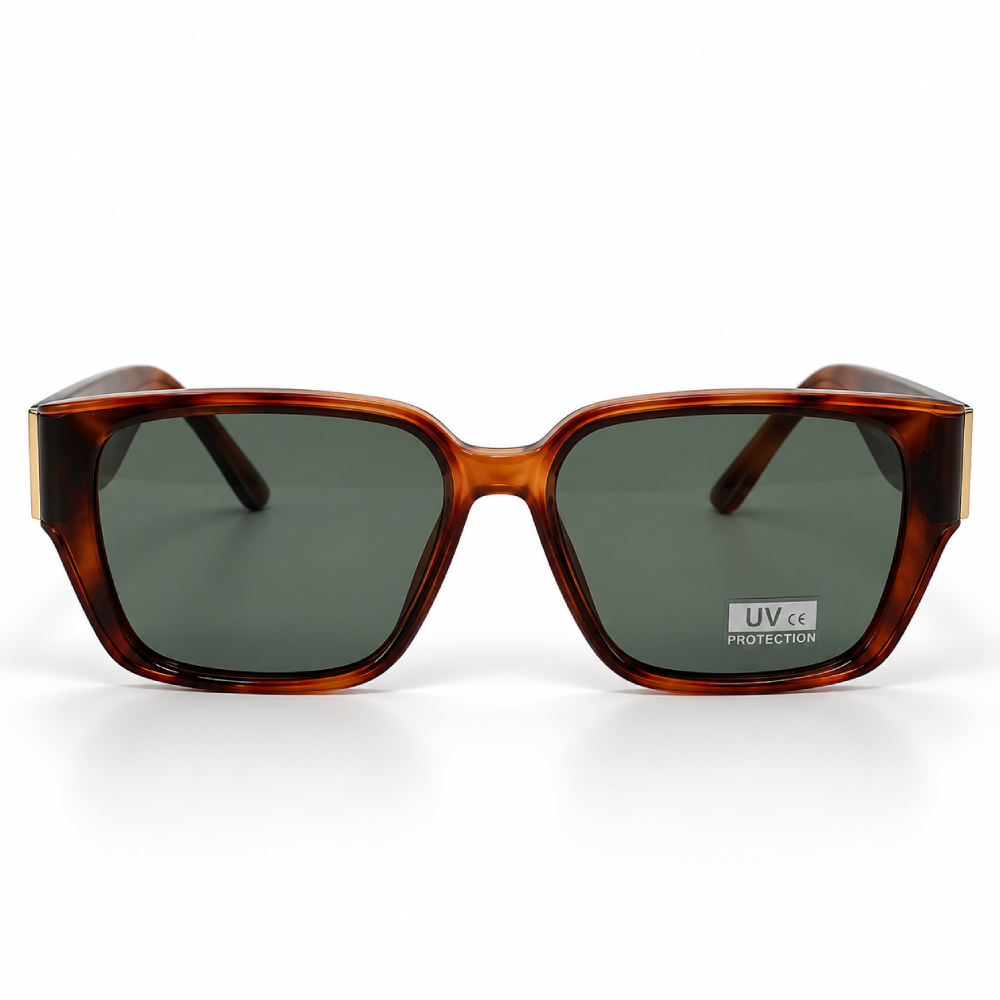 Marrón ámbar · lentes verde oscuro