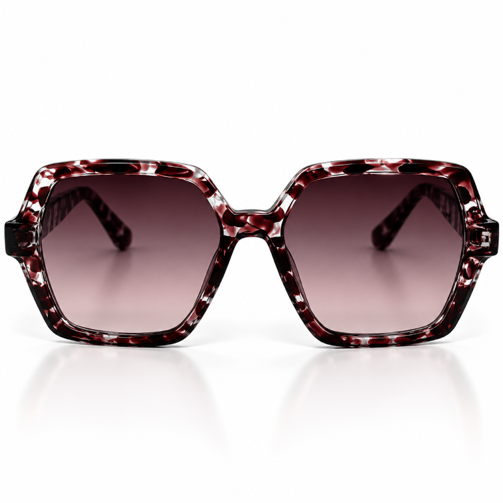 Carey burdeos y blanco translúcido · lentes marrón degradado