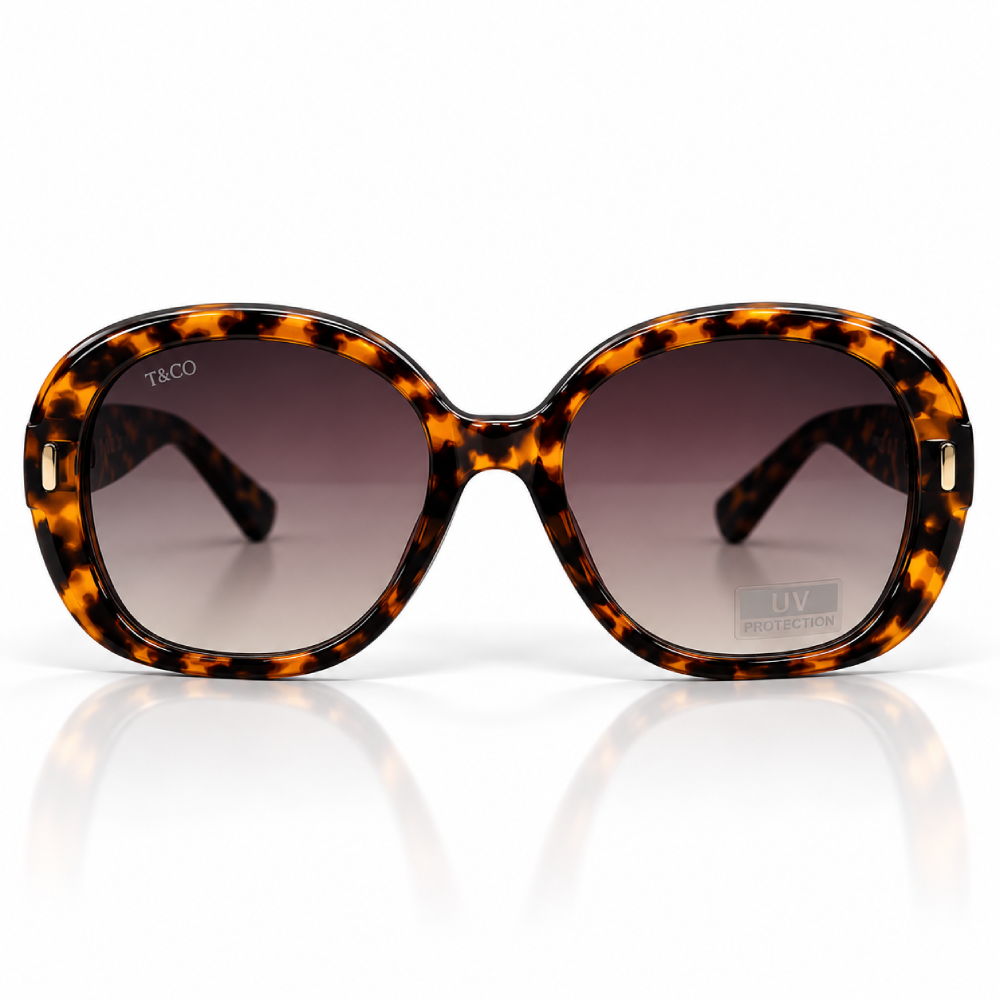 Carey ámbar y negro · lentes marrón degradado · redondas
