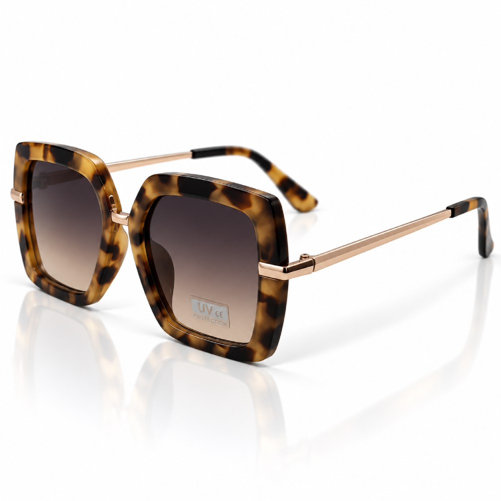 Carey ámbar y marrón oscuro · lentes gris marrón degradado · detalles dorados - Imagen 2