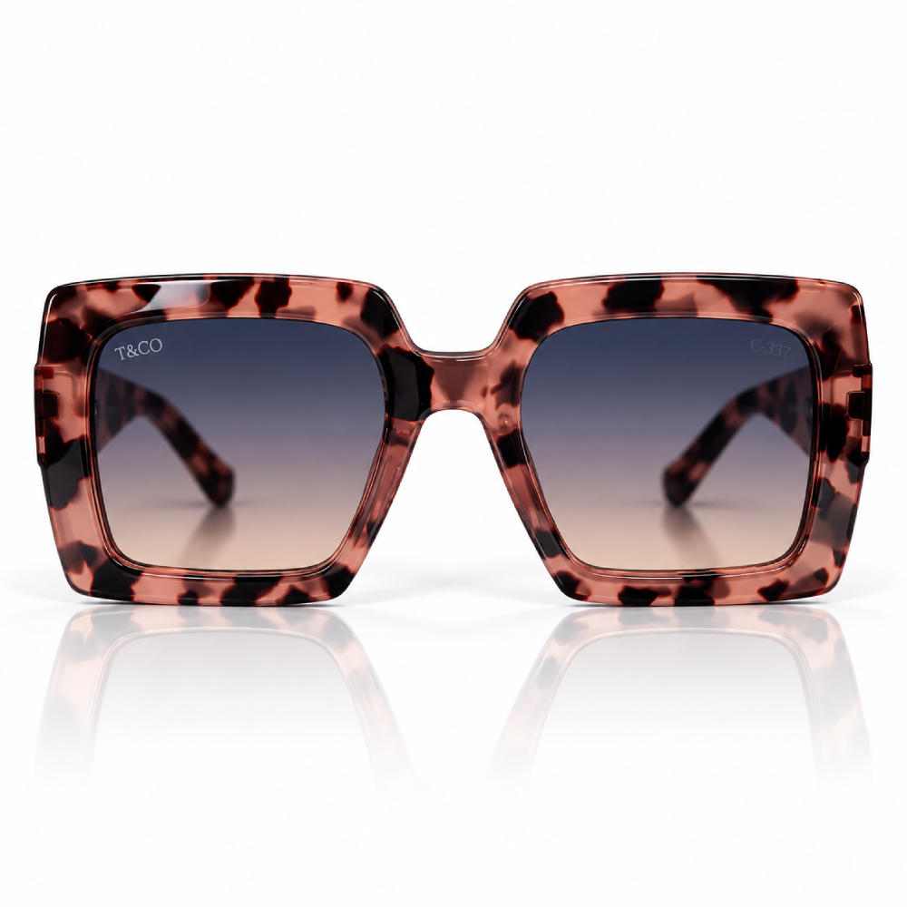 Carey rosa empolvado y negro · lentes marrón oscuro
