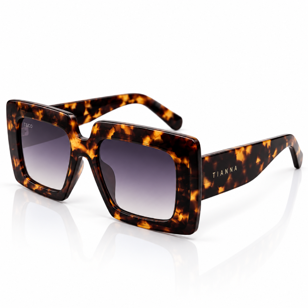 Carey marrón oscuro y ámbar · lentes gris oscuro · rectangular gruesa - Imagen 2