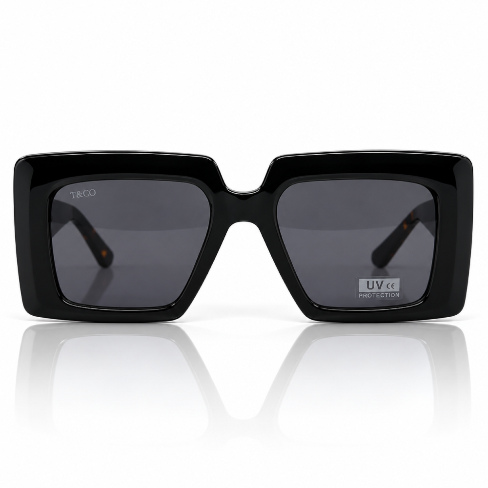 Verde oliva · lentes gris oscuro · rectangular gruesa