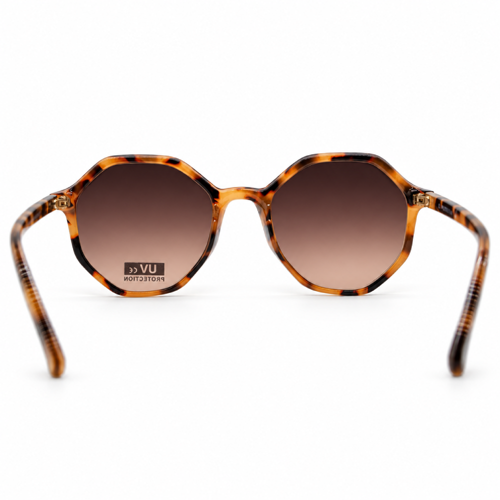 Carey beige miel · lentes marrón degradado · montura geométrica octogonal - Imagen 2