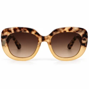 Carey marrón y beige · lentes marrón degradado · montura ojo de gato